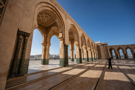 Grand Moorish arches at the Hassan II Mosque