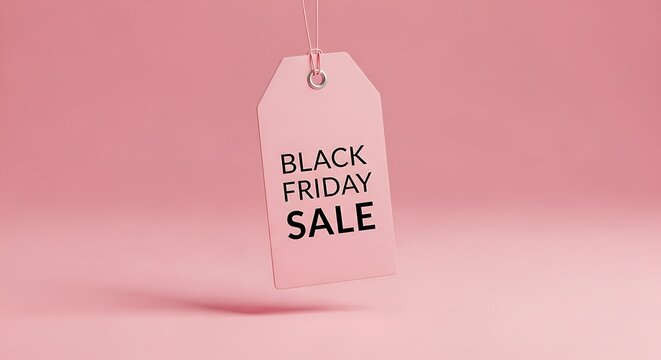 Pink background with hanging Black Friday Sale tag on string