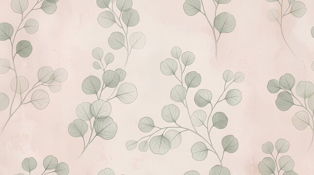 Soft Eucalyptus Floral Wallpaper Pattern Background