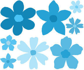 Fototapeta premium set of cute hand drawn blue flowers