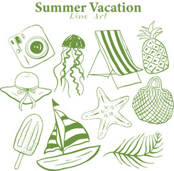 Hand Drawn Coastal Summer Line Art Collection Designed for Travel, Lifestyle, Hospitality, and Seasonal Branding © lesiuoag