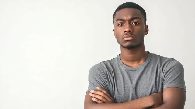 Young man serious face portrait
