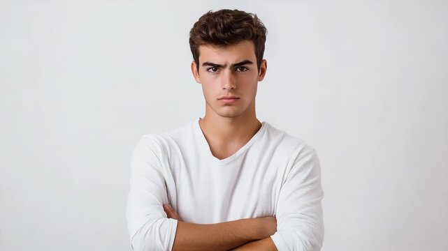 Young man serious face portrait