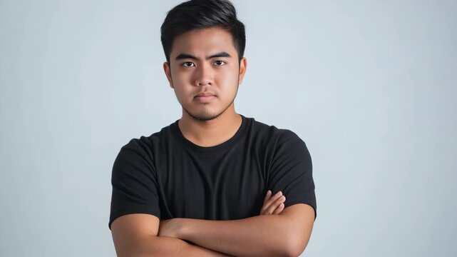 Young man serious face portrait
