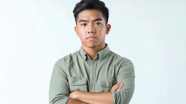 Young man serious face portrait