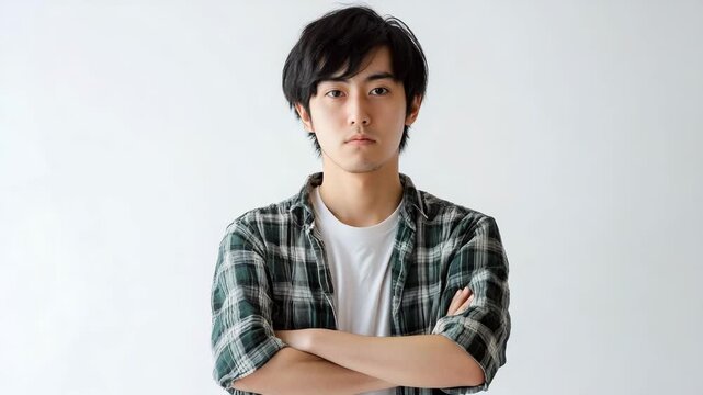 Young man serious face portrait
