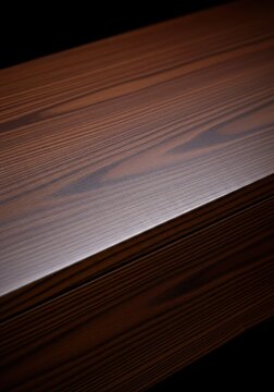 Close-up of richly textured, high-quality dark hardwood surface or console table detail located in a luxurious entryway, backdrop, lacquered, furniture