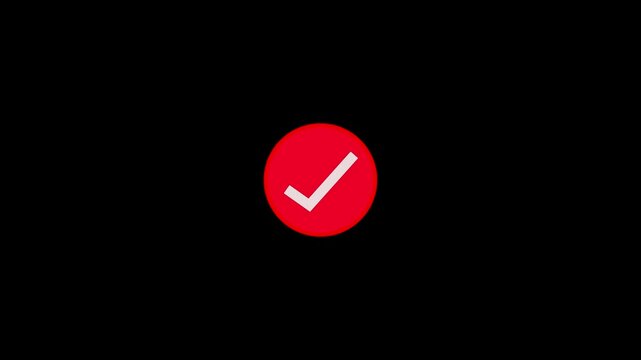 check mark icon animation. White and Green check mark on transparent background.4k
