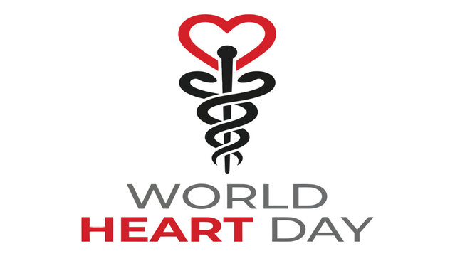 Caduceus symbol intertwined with a red heart represents professional medical services and care.