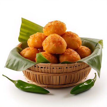 Crispy Indonesian Gorengan Fried Vegetable Fritters and Stuffed Tahu Isi 3D Render
