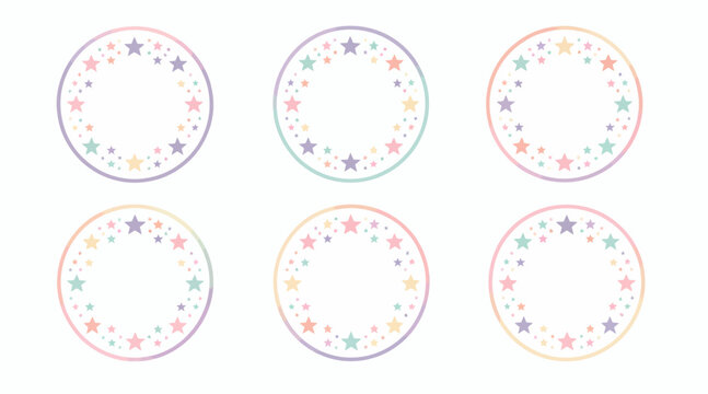 colorful star frames, pastel circles with stars