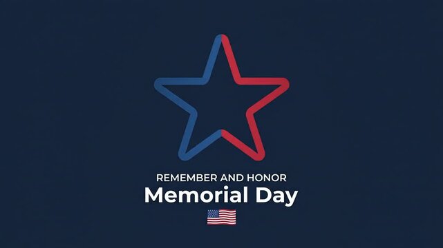 Memorial Day graphic with patriotic star and text on dark blue background