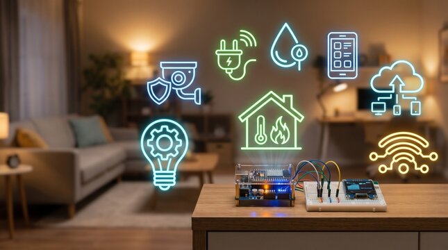 Smart Home IoT DIY Electronics Project with Glowing Icons