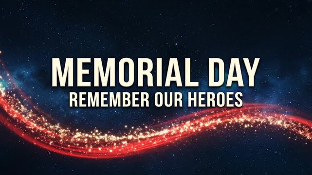 Memorial Day text on starry night sky background with light trails