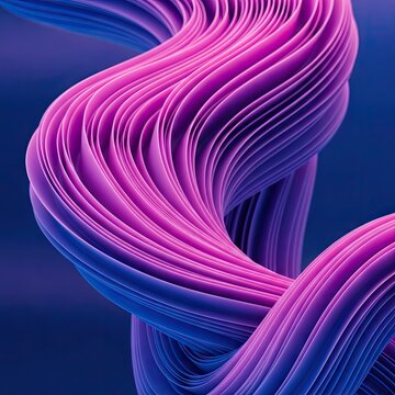 Vibrant, swirling layers of pink and blue flow together in a dynamic abstract composition.