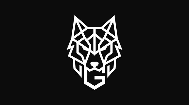 Abstract geometric low poly wolf head logo design.