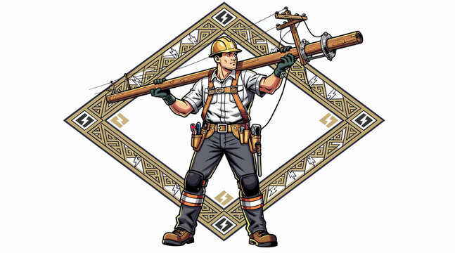 construction worker with pole and hard hat