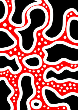 Abstract red and black neural network fluid pattern