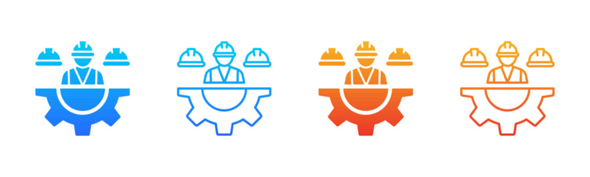 Labor Force Icon sheet multiple style collection