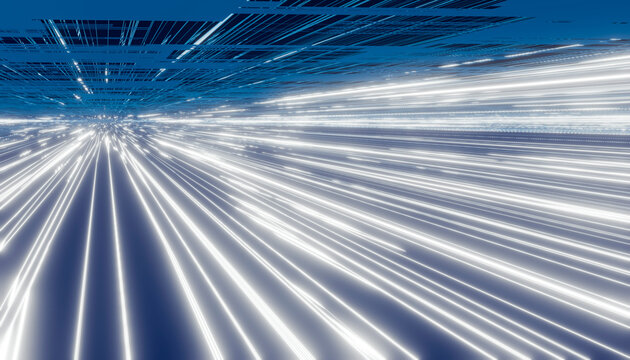 Abstract high speed light trails of a digital network