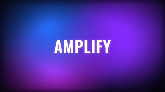 Amplify kinetic typography word animation with per letter spring stagger reveal on electric purple blue background