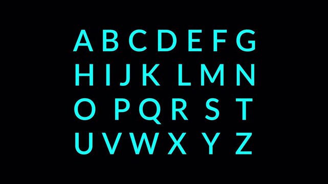 Animated  Alphabet, A to Z, English Alphabet Animation. Alphabet colorful animation A to Z on transparent Background .Alphabet text animation from a to z ,learning letters with Alpha Channel in 4K