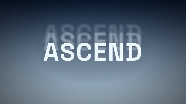 Aspirational rising kinetic typography word animation with three layer upward parallax ghosting on sky gradient blue white