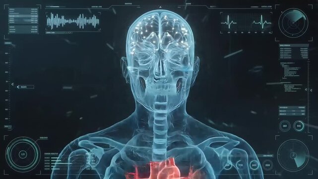 Holographic medical interface scanning human body and skeletal system