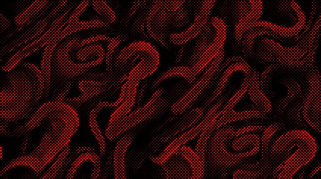 Dark red abstract background with halftone texture, organic wavy patterns moving on black, moody crimson motion graphic