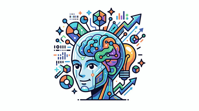 Colorful abstract representation of artificial intelligence and ideas