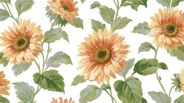 Cream Purple Orchid Seamless Pattern Vintage Botanical Wallpaper