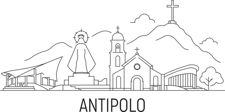 Simple line drawing of Antipolo's iconic landmarks