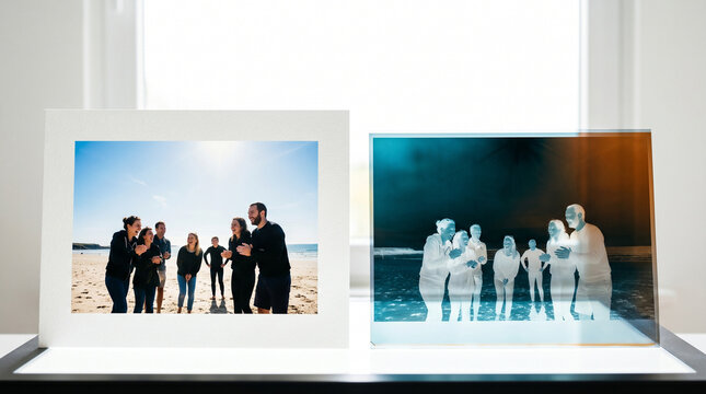 Negative and Positive Family Portrait on Beach