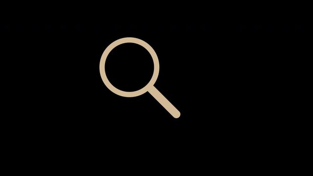 Beige magnifying glass searching and finding, transparent background loop animation