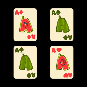 Watermelon Style Ace Playing Cards Design