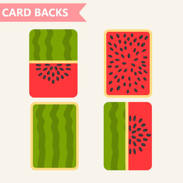 Watermelon Themed Playing Card Backs Design Set