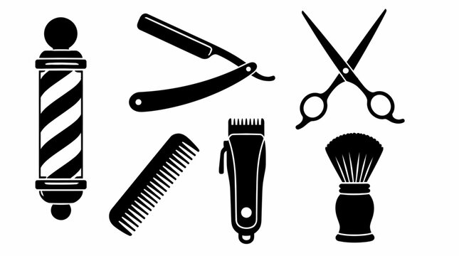 Barber Shop Tools Collection Icons Set