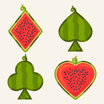 Watermelon Style Playing Card Suit Icons