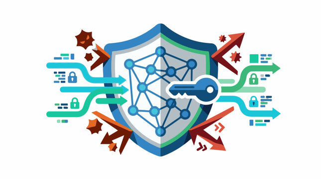 Digital shield with key protecting network against cyber threats