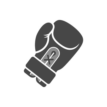 Single padded boxing glove icon viewed from side.