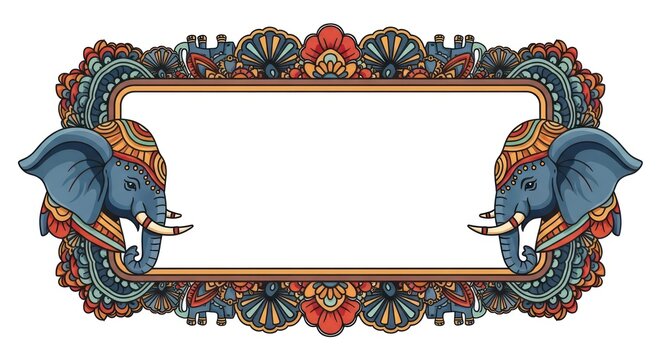 Colorful Elephant Frame Border Design.