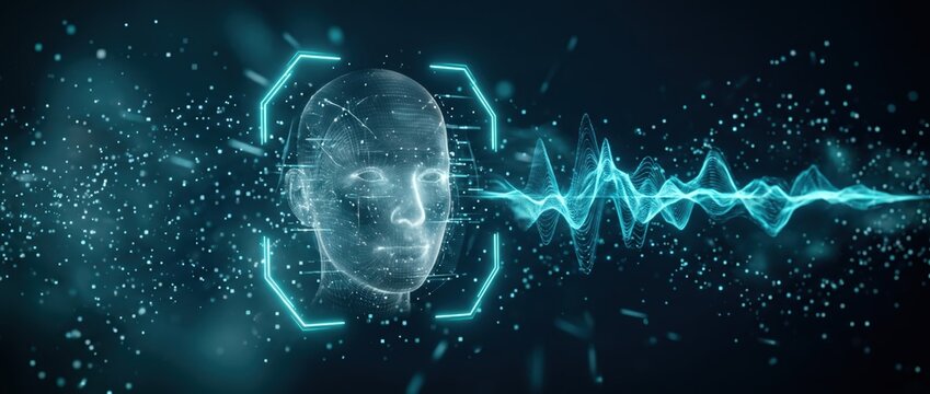 Digital Face Recognition Technology with Sound Wave Visualization.