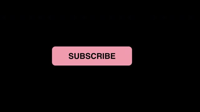 Pink subscribe button with bell icon being clicked, transparent background loop animation