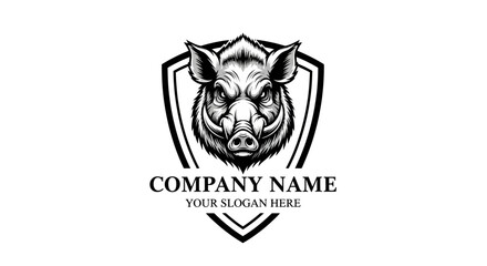Fototapeta premium Wild Boar Head Emblem Logo - Fierce Animal Mascot for Sports Teams and Brands
