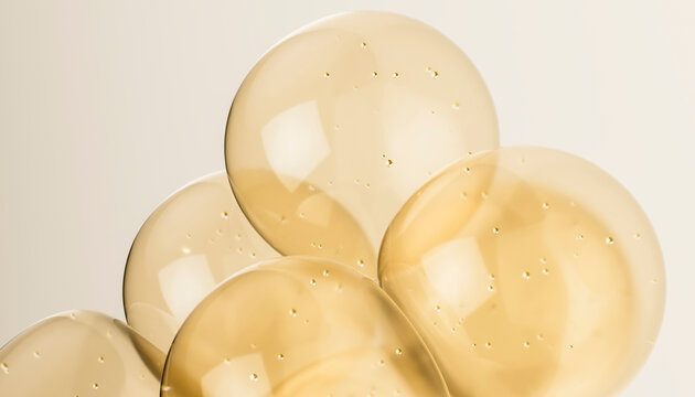 3D skincare research molecule in translucent lab fluid