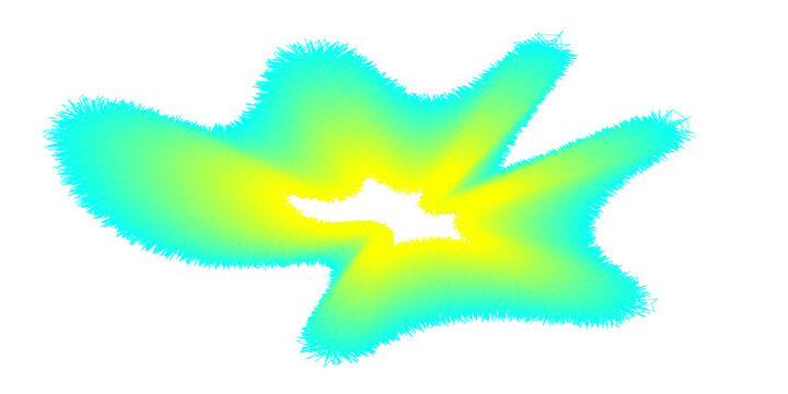 Abstract fluffy splash element with cyan and yellow gradient.