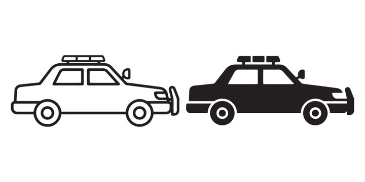 Police cars in a crash with bumpers touching Vector, illustration