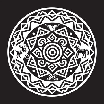 Mongolia circular tribal etnic pattern