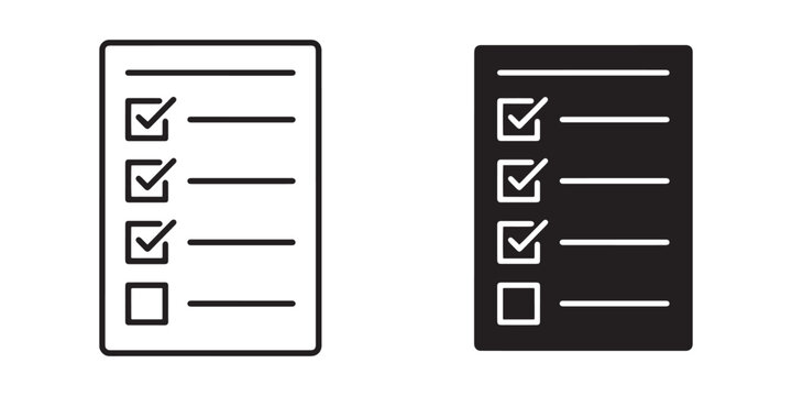 Checklist icons in black and white Vector, illustration