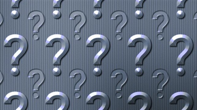 Silver Question Mark Pattern Animation with Metallic Grid Texture and Smooth Horizontal Moving Loop Background